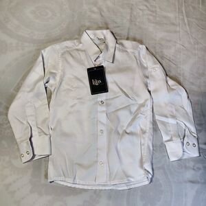 NEW Lilax Boys' White Button Down Shirt Solid Long Sleeve Dress Shirt Sz 5